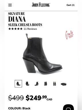 John Fluevog Black Diana Sleek Chelsea Heeled Boots
